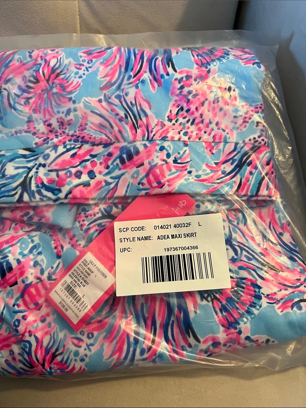 NWT Lilly Pulitzer Celestial Blue, Pink & Navy Patterned Skirt